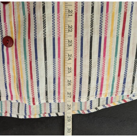 Ali Miles Size XL Striped Button Front Wired Collar Roll Tab Tunic Top - Picture 8 of 8